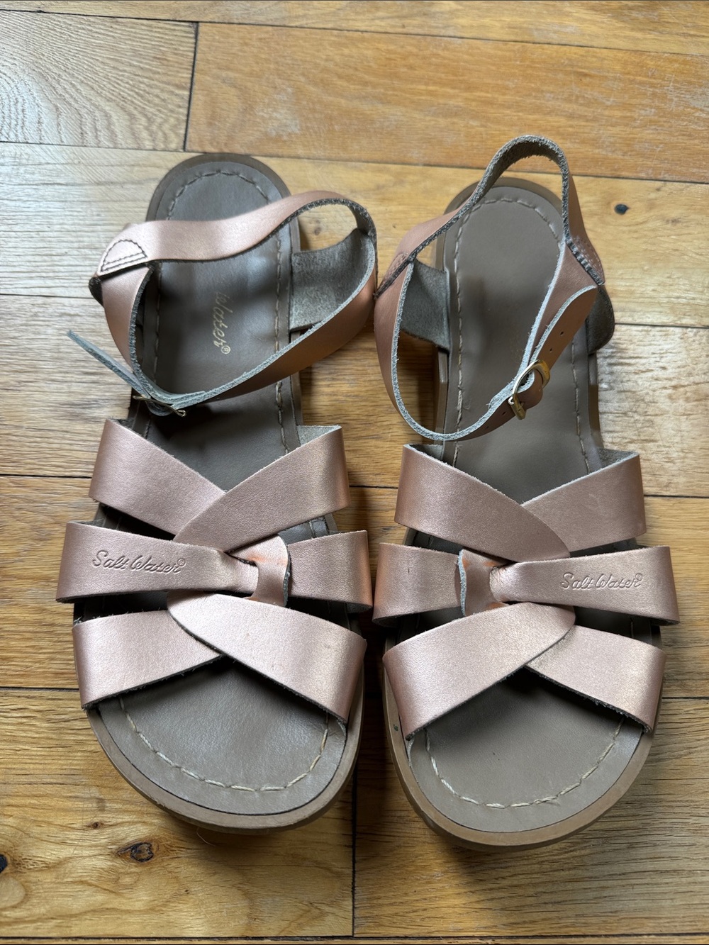 Skechers Women's Metallic Rose Gold Strappy Slingback Sandals